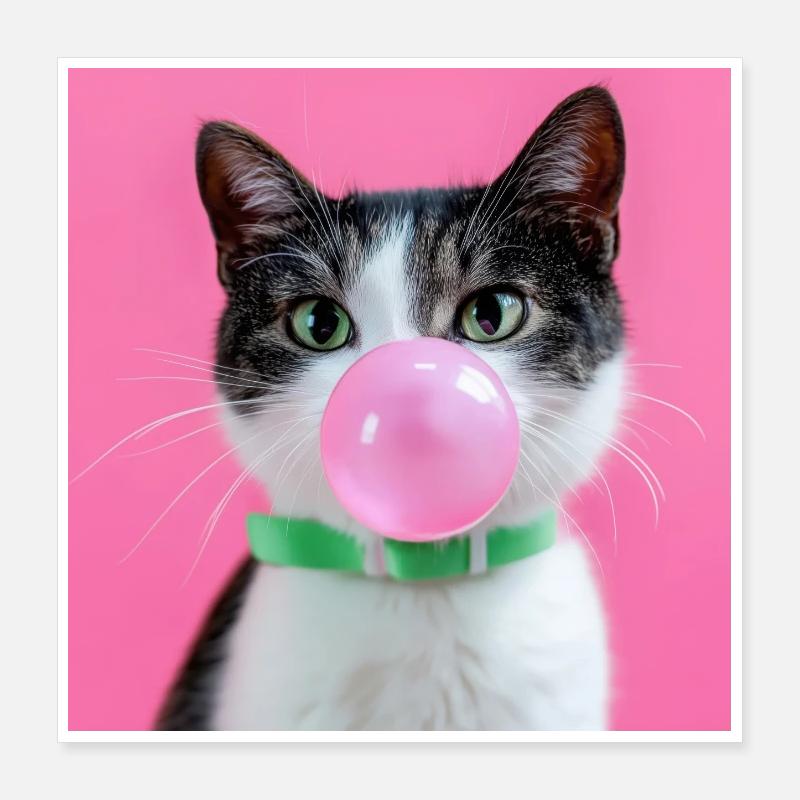 Bubblegum-Katze: Süß & Frech Poster 40x40 cm