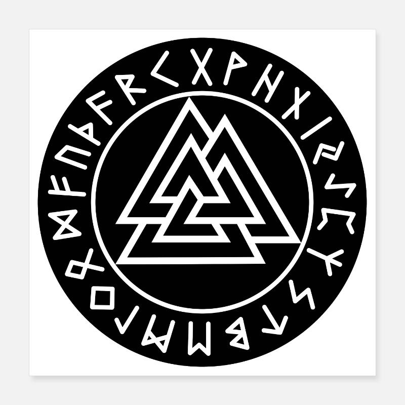 Cercle runique noir de Valknut Poster 40 x 40 cm