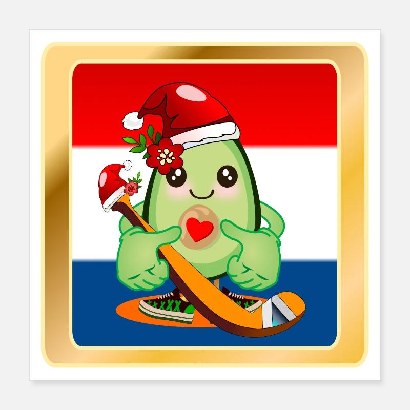 Weihnachtsgeschenke Avocado Eishockeyspieler Poster 40x40 cm