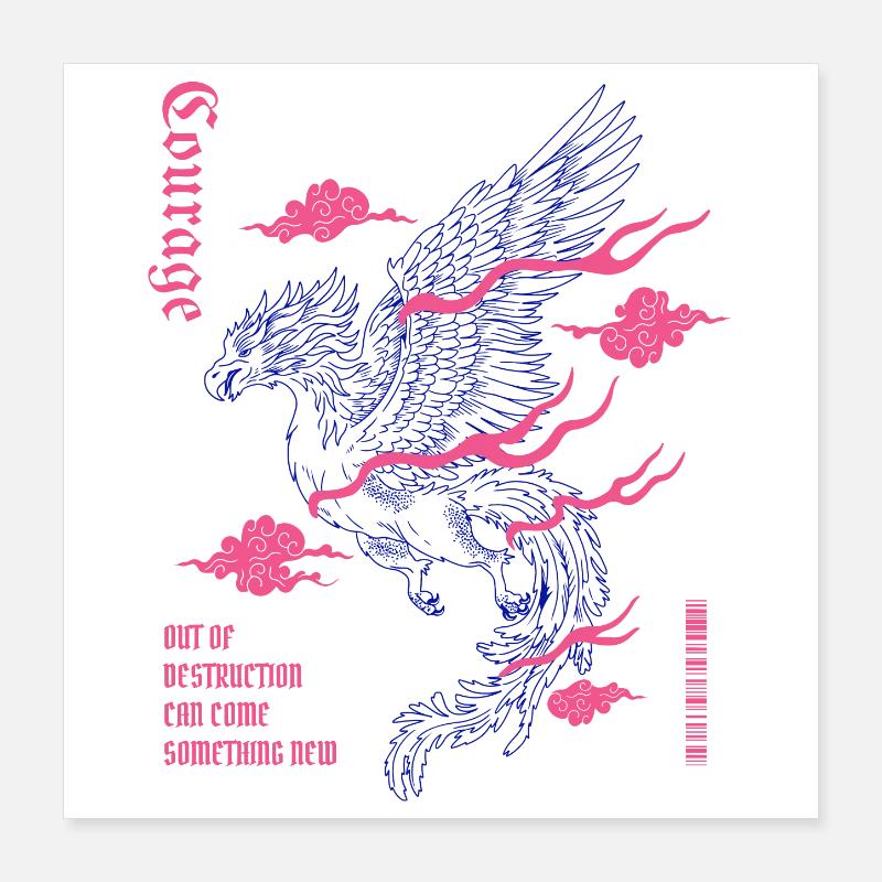 Courage – Phénix de la renaissance Poster 40 x 40 cm