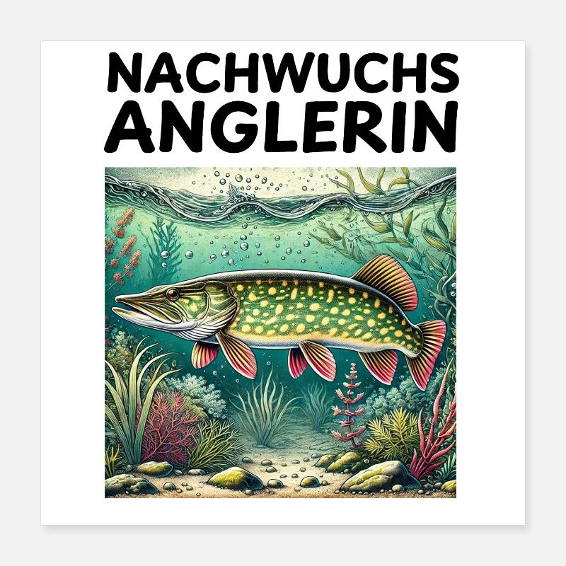 Pike - Young Angler Poster 16" x 16" (40x40 cm)