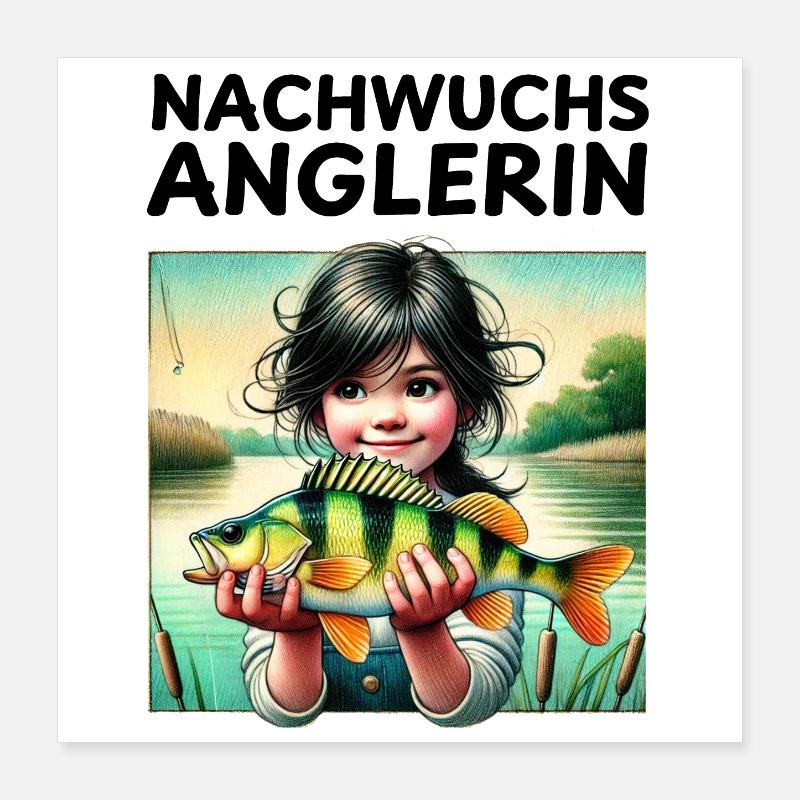 Nachwuchs Anglerin Poster 40x40 cm