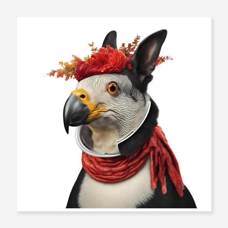 Lebendiges mythisches Vogel-Hybrid-Design Poster 40x40 cm
