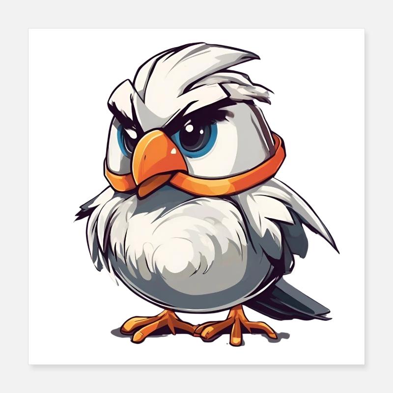 Charming Cartoon Bald Eagle Illustration Poster 16" x 16" (40x40 cm)
