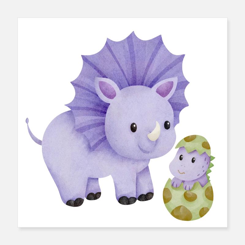 Dinosaurier Mama mit Kind Poster 40x40 cm