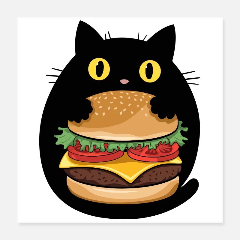 Burger Cat Pop Art Poster 40 x 40 cm