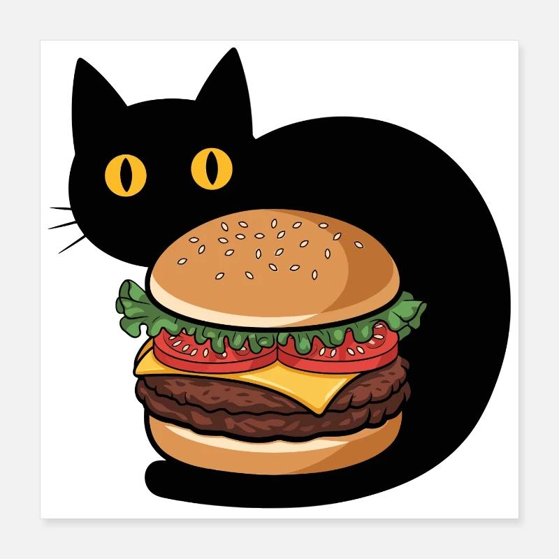 Burger Katze Poster 40x40 cm