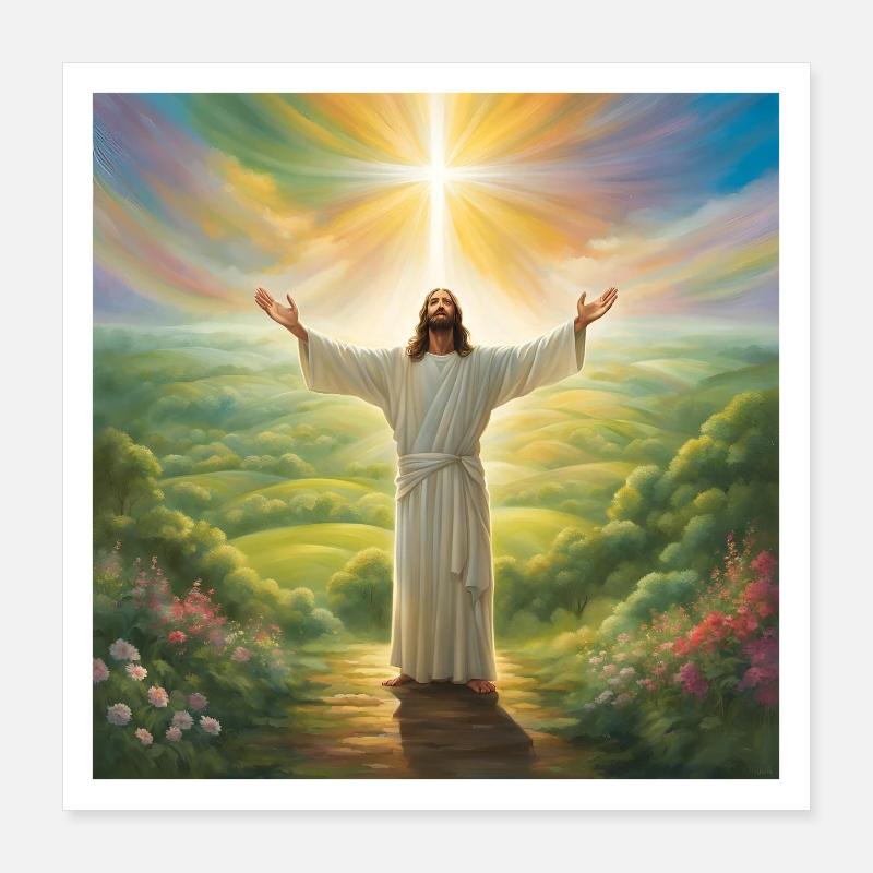 Jesus, Catholic Jesus Christ Poster 16" x 16" (40x40 cm)