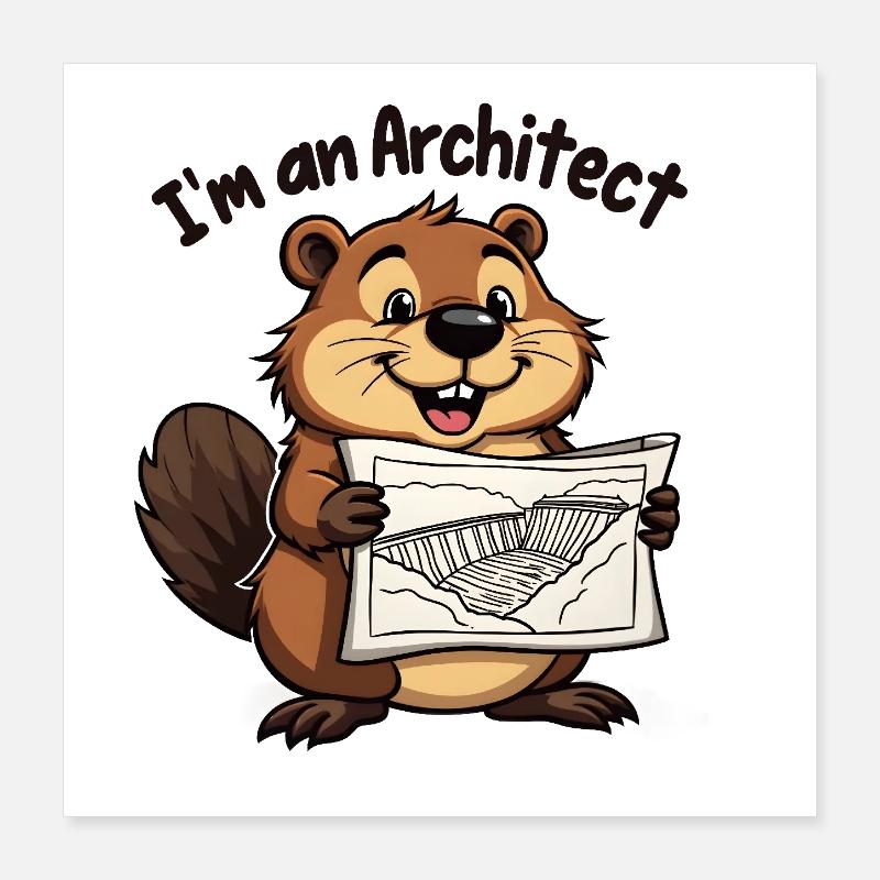 Biber Architect – Dam Builder Poster 16" x 16" (40x40 cm)