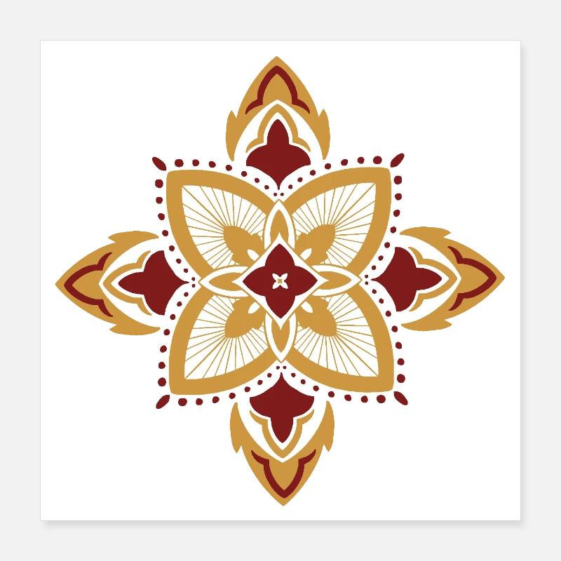 oriental pattern morocco gold red Poster 16" x 16" (40x40 cm)