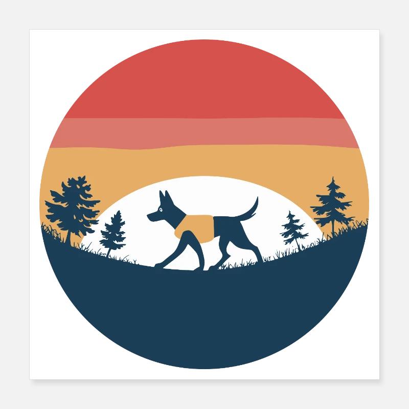 Hundewanderer Poster 40x40 cm