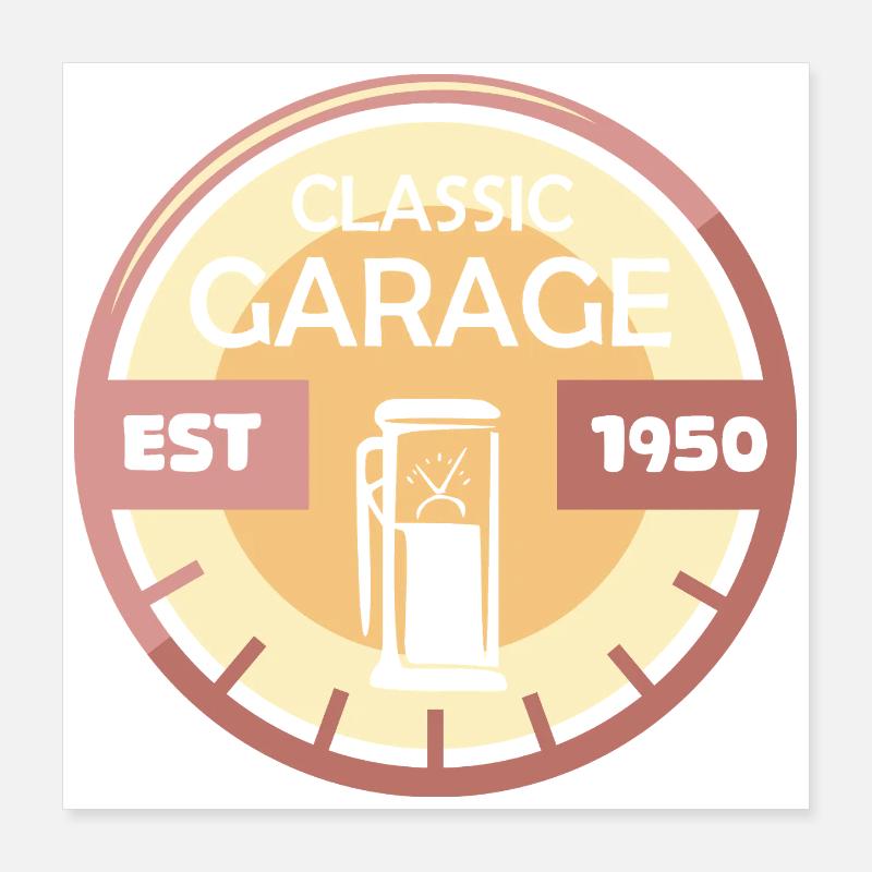Oldtimer Garage retro vintageoutfit Auto Klassiker Poster 40x40 cm