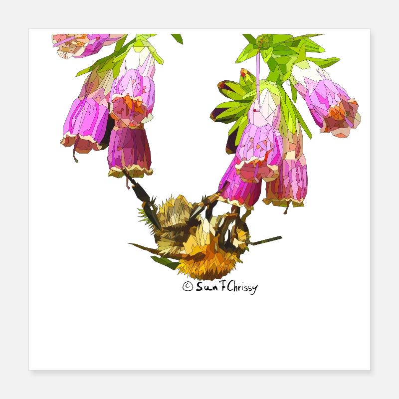 Bee mosaic with realistic effect Poster 16" x 16" (40x40 cm)
