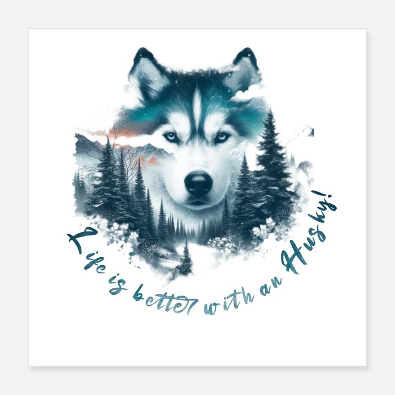 Schlittenhund Poster 40x40 cm