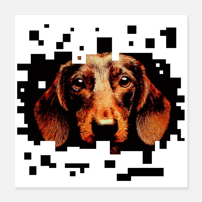 Dachshund Wirehaired Pixelart Poster 16" x 16" (40x40 cm)