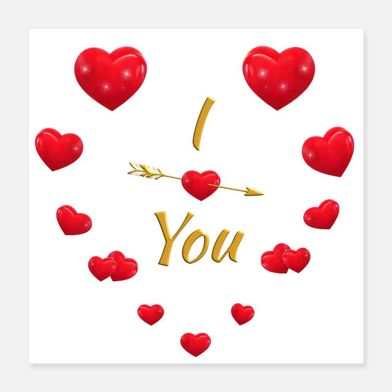 Design élégant en forme de cœur et de flèche pour les couples Poster 40 x 40 cm