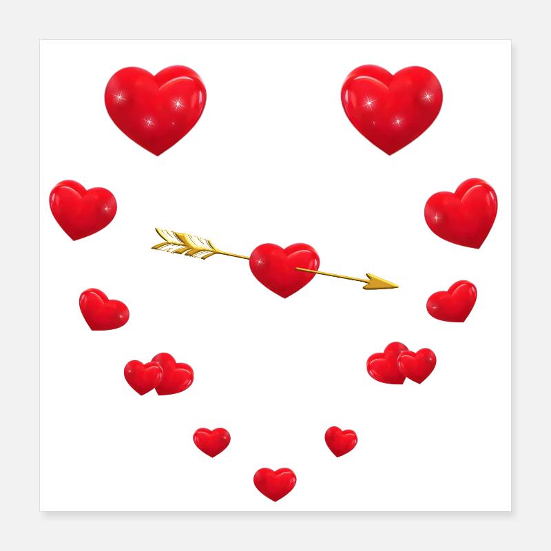 Liebevolles Herz-Design mit Pfeil Poster 40x40 cm
