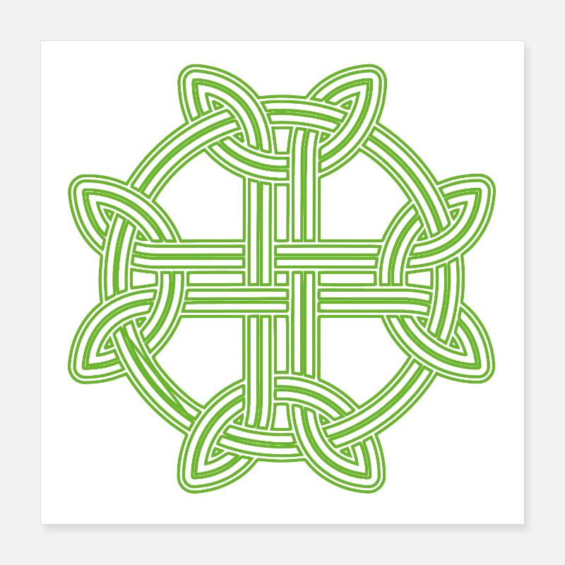 Celtic Cross Pattern Neon Green Poster 16" x 16" (40x40 cm)