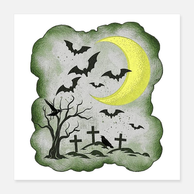 Friedhöfe, gräber, Mondsichel, verregnet Poster 40x40 cm