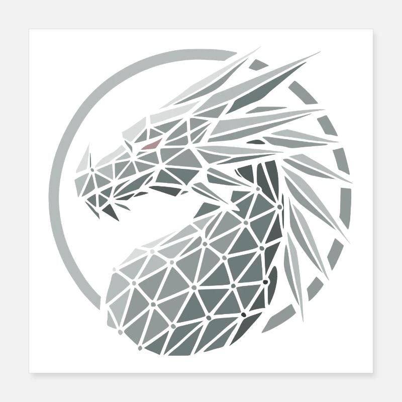 Blue Polygons Dragon Head Poster 16" x 16" (40x40 cm)
