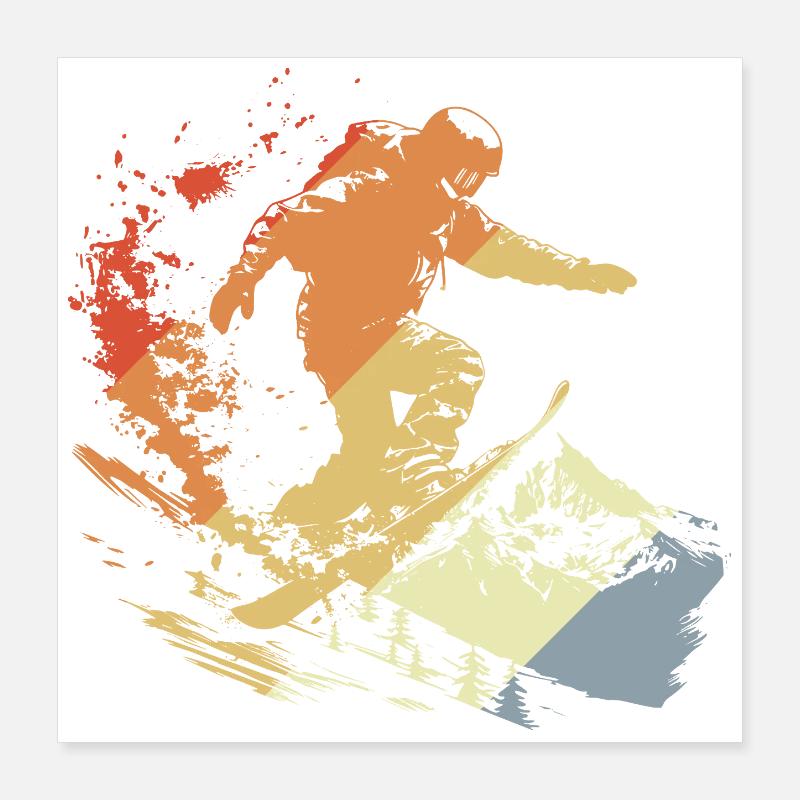 Snowboarder Graphique Vintage Poster 40 x 40 cm