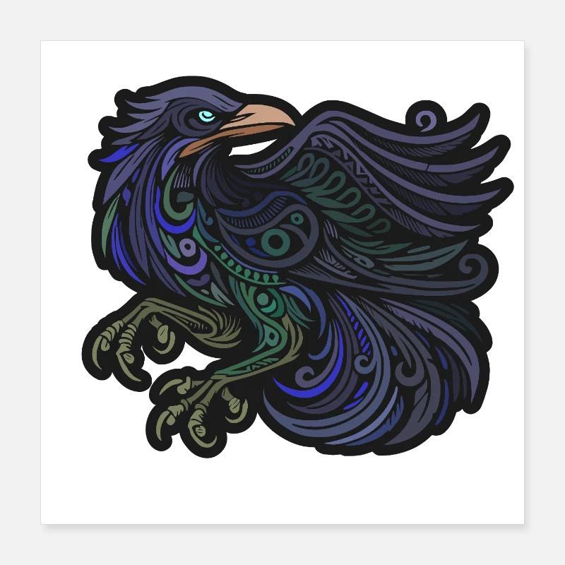 Stammes-Raben-Kunst Poster 40x40 cm