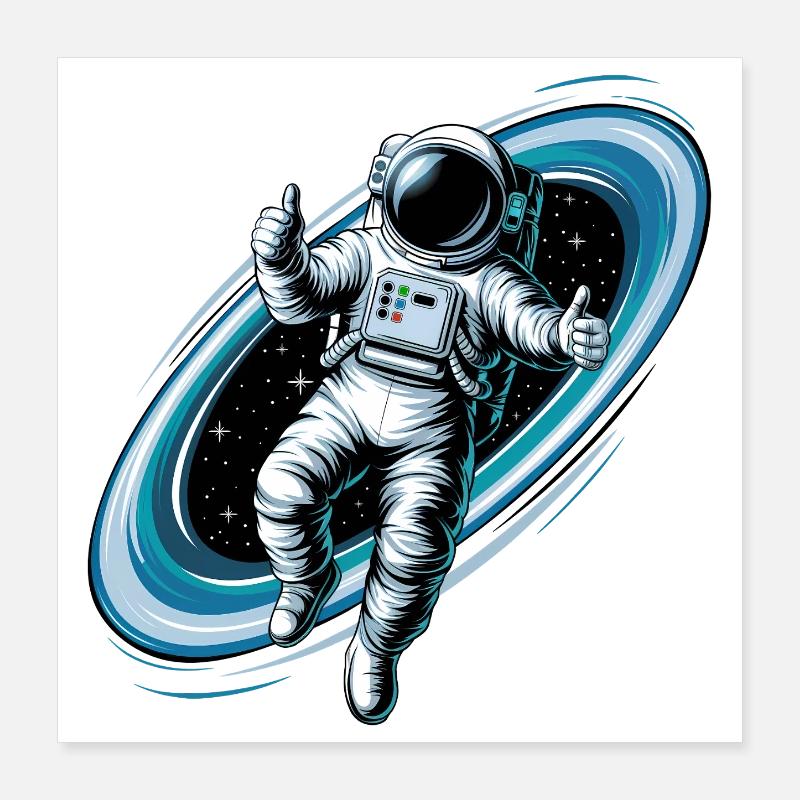 Un astronaute cool dans l’espace avec le pouce levé Poster 40 x 40 cm