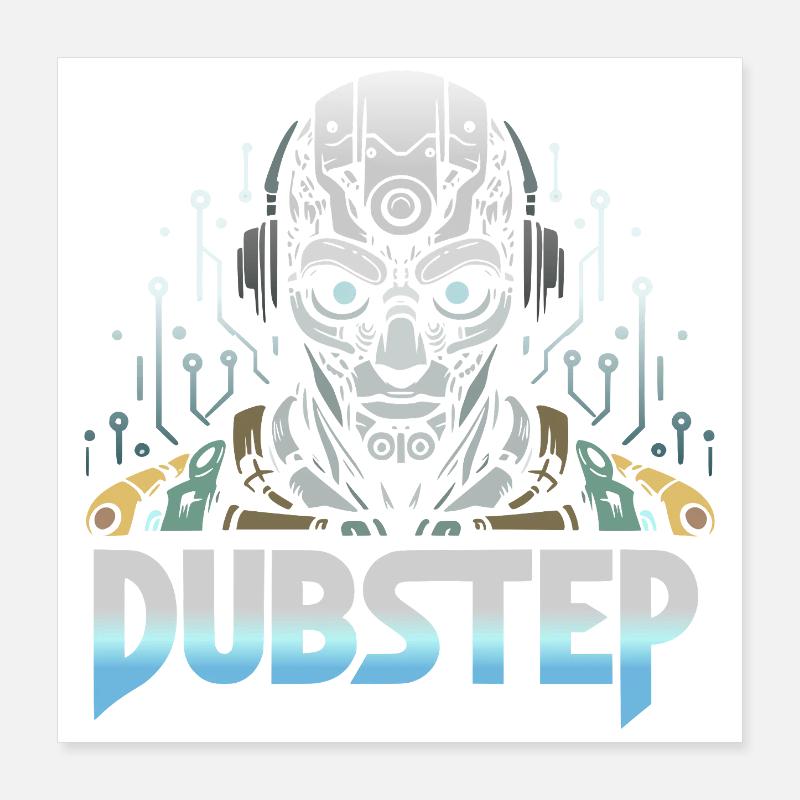 Dubstep Cyborg - Poster 40x40 cm - Weiß