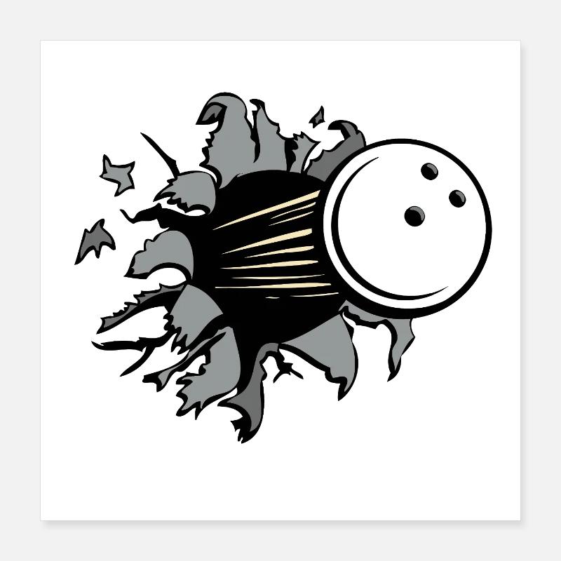 Kollision Bowlingball Durchbruch Poster 40x40 cm