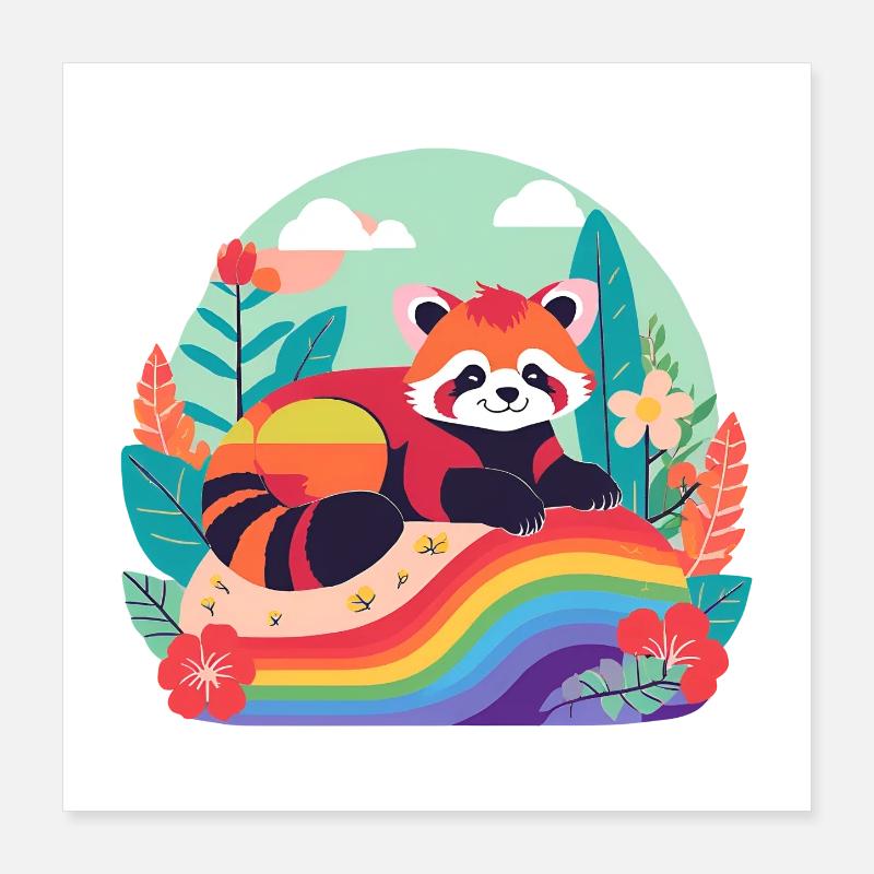 Regenbogenpanda in Ruhe Poster 40x40 cm
