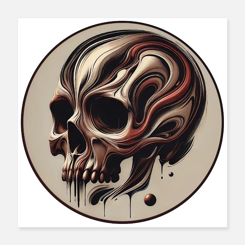 Kunstvoller Schädel Poster 40x40 cm