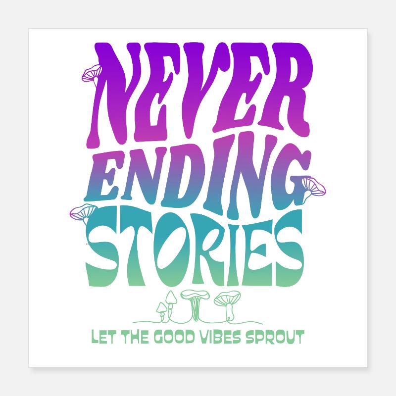 Psychedelisches Pilz-Design – Never Ending Stories Poster 40x40 cm