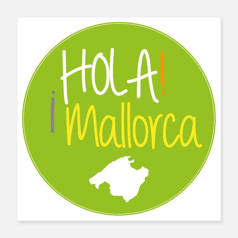 ¡HOLA! Mallorca Button grün Poster 40x40 cm