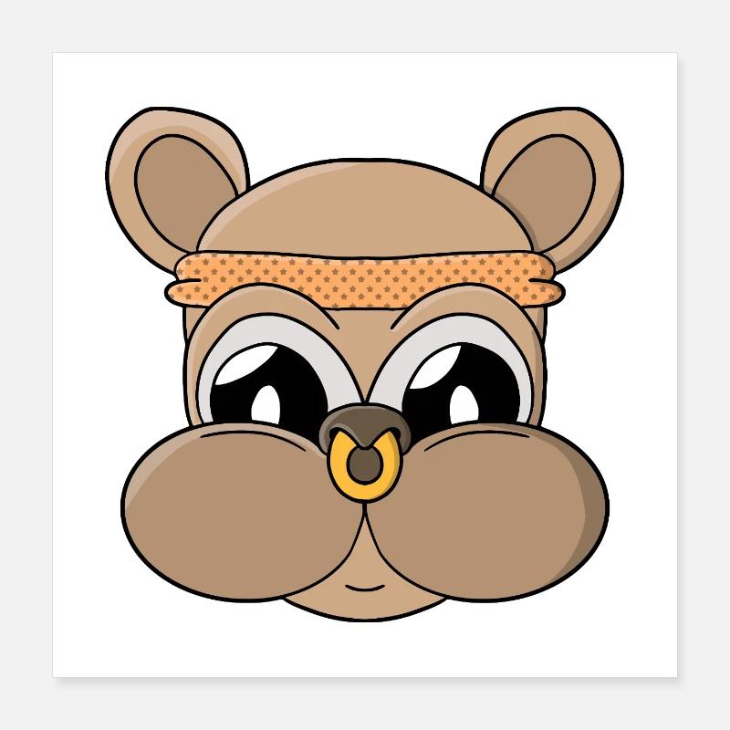 Süßer Bär mit Piercing Poster 40x40 cm