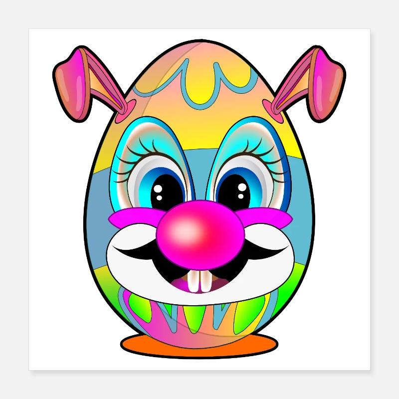 Gifts for Easter - Easter Eggs Clown Poster 16" x 16" (40x40 cm)