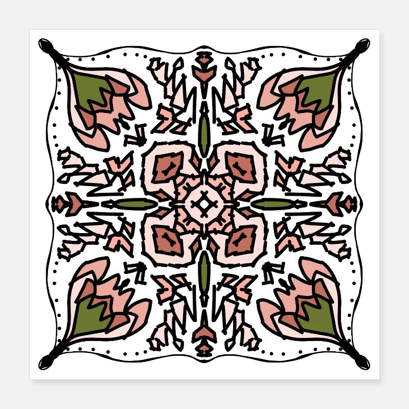 Folkloric Mandala Poster 16" x 16" (40x40 cm)