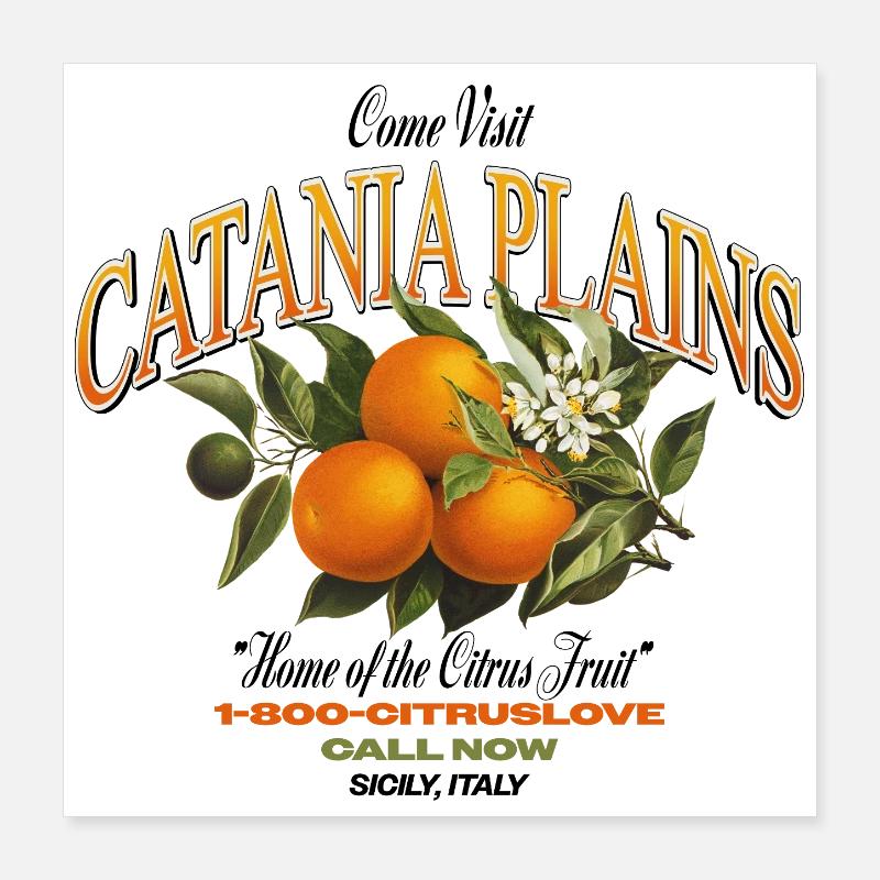 Plaines de Catane Design d’agrumes Poster 40 x 40 cm
