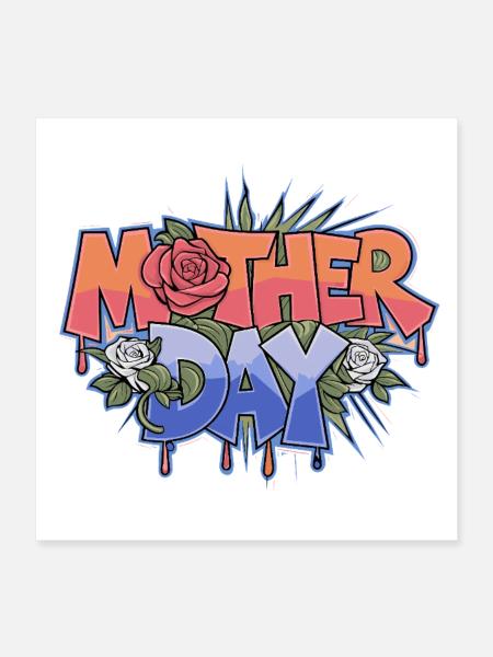 Graffiti Mother Day - Poster 16" x 16" (40x40 cm) - white - Front