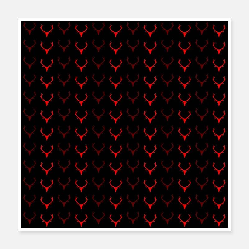 Antler Pattern Red Poster 16" x 16" (40x40 cm)