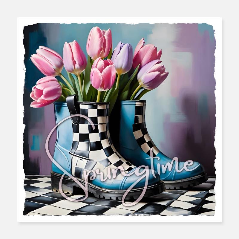 Le printemps avec les tulipes Poster 40 x 40 cm