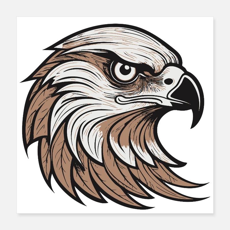Majestic Eagle Head Illustration Poster 16" x 16" (40x40 cm)