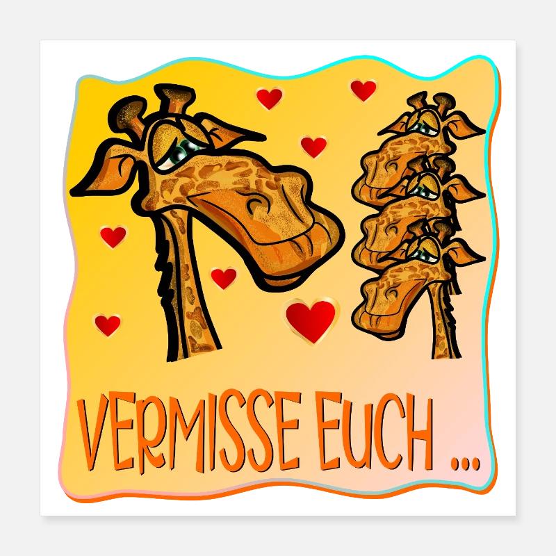 VERMISSE EUCH ABSCHIED TEAM GIRAFFE Poster 40x40 cm