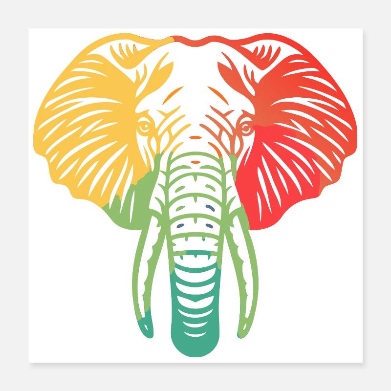 Tête d’éléphant coloré Poster 40 x 40 cm