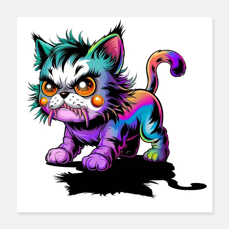 Chat fou Poster 40 x 40 cm