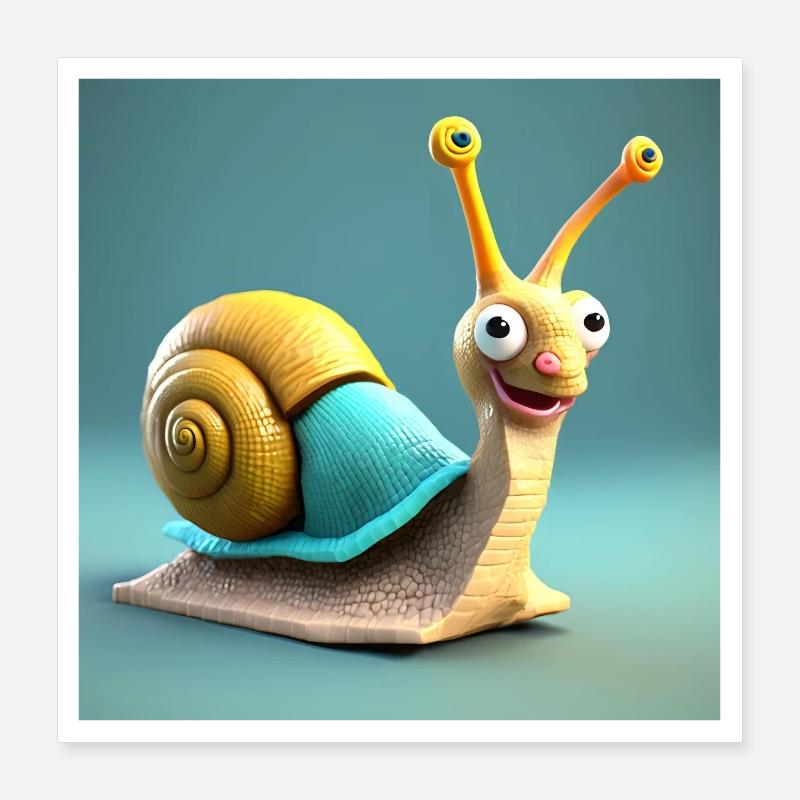 escargot, limace, coquille Poster 40 x 40 cm