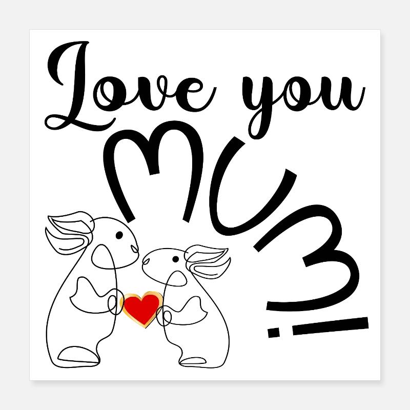 MUTTERTAG - STRICHZEICHNUNG KIND - MAMA Poster 40x40 cm