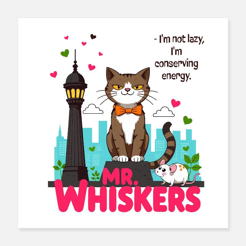 Mr Whiskers Poster 40 x 40 cm
