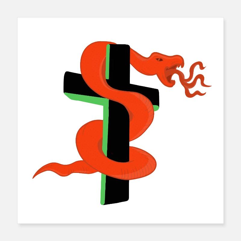 Serpent sur la croix Poster 40 x 40 cm