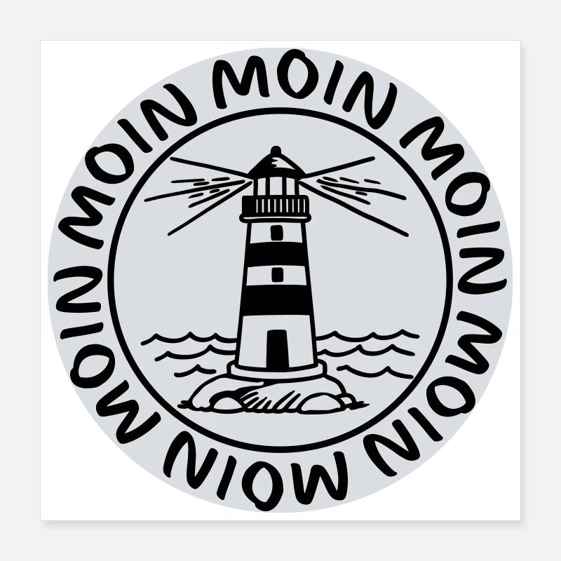 Phare de Moin Moin – Conception côtière maritime Poster 40 x 40 cm