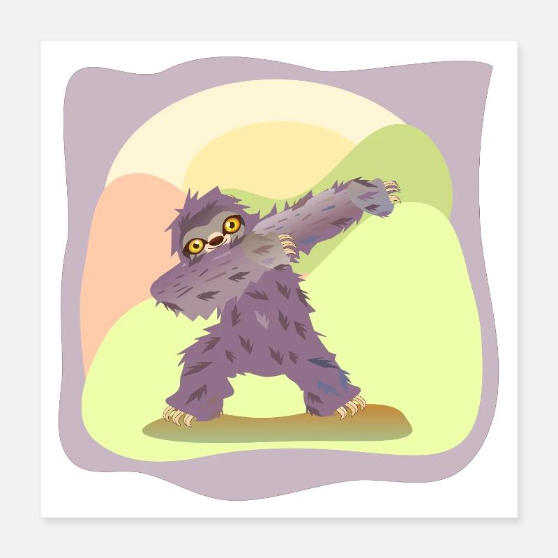 DABBING DANCING DANCING SLOTH Poster 16" x 16" (40x40 cm)